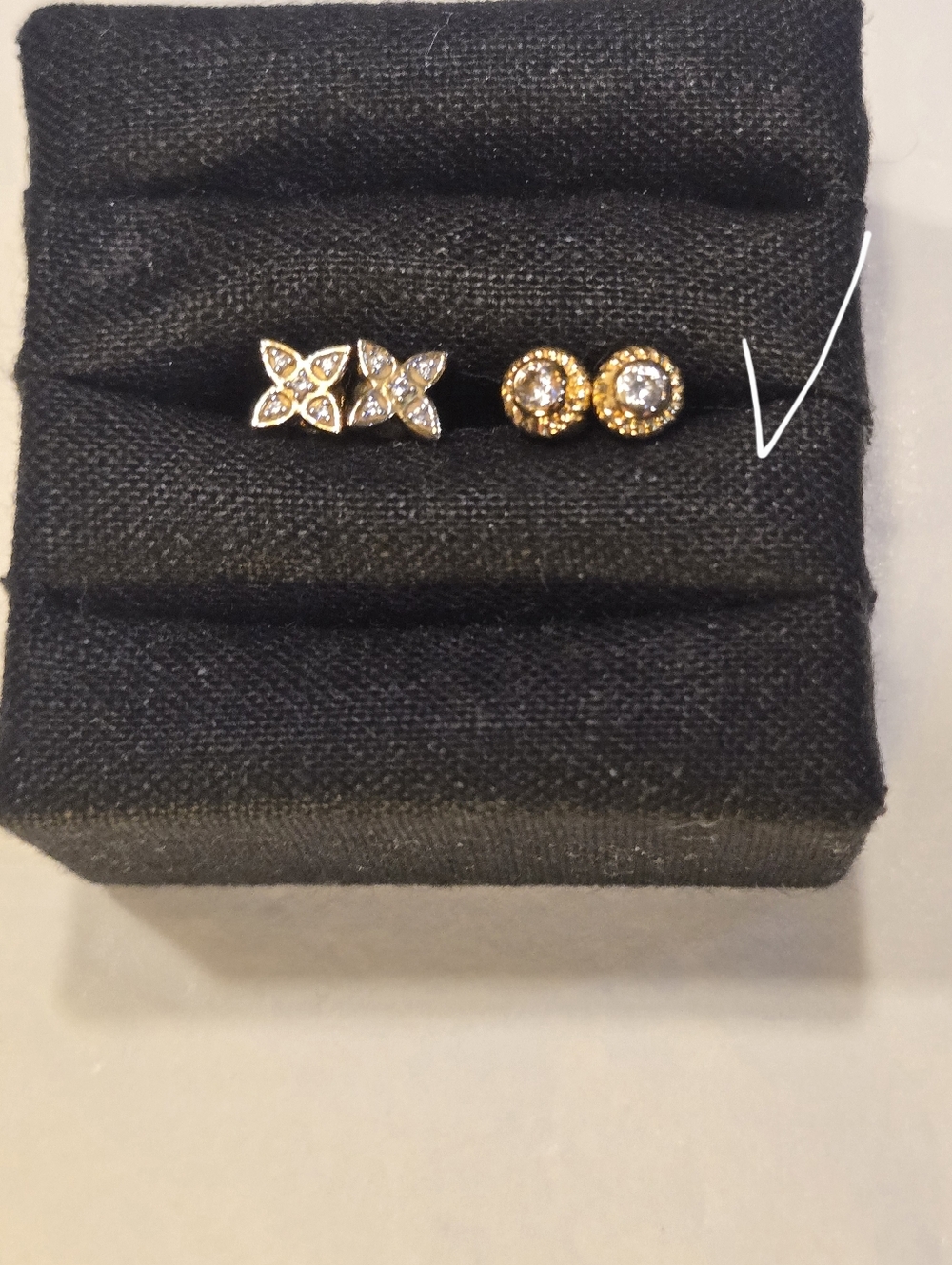 Raven James Sia Stud Earrings - Gold Plated Sterling And Crystals - Picture 4 of 10